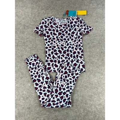 Posh Peanut Liberty Grace Leopard Bamboo Pajama Set Girls Size 7/8 NEW