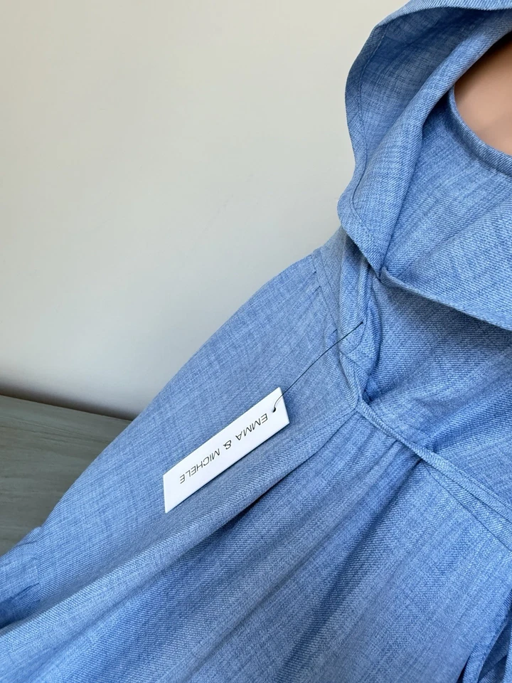 Maxi Vestido Emma & Michele S Manga Acampada en Niveles Darlin Split Azul Aciano Foto 2 de 4