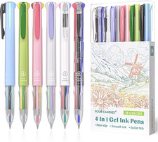 Multicolor Pen, 4-In-1 Gel Ink Pens, 6 Pack, 18 Colors, 0.5Mm