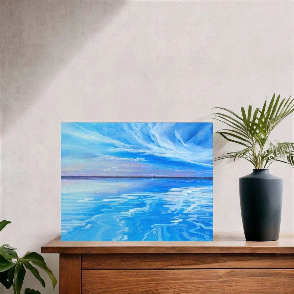 Pintura original sobre lienzo. Arte oceánico costero pintado a mano. Aguas abiertas. 11x14" Foto 4 de 4