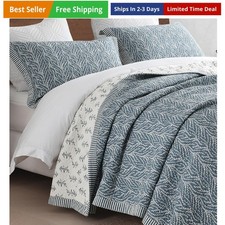 Quilt Set Queen Size, 100 Cotton Quilt Bedding Set Bedspread, Botanical Patt...