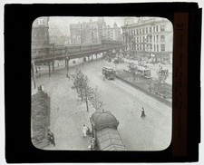 Antique Magic Lantern Slide - "Many Forms of Transportation" NYC Elevated Train