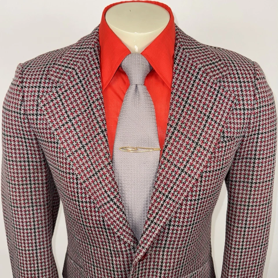 Vtg 60s 70s Jacket Blazer Sport Coat Leisure Suit Disco Polyester Atomic Men 38 - Image 3 of 4