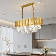 Modern Crystal Hanging Lamp Kitchen Island Interior Light Height Adjustable