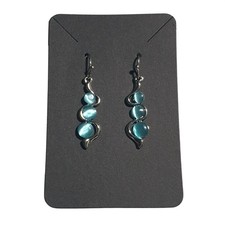 Baby Blue Silver Tone Dangle Earrings Wavy Design Jewelry Elegant Fashion Gift