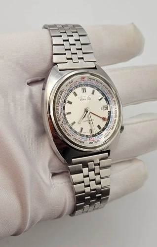 Seiko 6117-6400 World Time GMT 1971 Automatic Silver-White Dial Boxed Vintage
