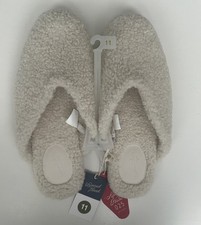 Cozy Women s Mules Slippers Sherpa Faux Fur Size 11 Flat Slip On Cream NWT