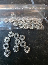 Silver Tone Ridged Spacer Beads Rondelle Jewelry Findings Craft Supplies Lot