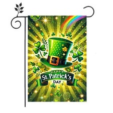 Happy St Patrick's Day Garden Flag Shamrock Outside Decoration Flag 12x18 Inch D