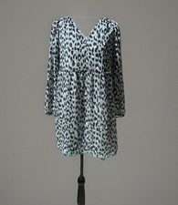 LOFT Leopard Print V-Neck Long Sleeve Swing Lightweight Mini Summer Dress Sz XSP