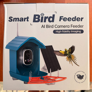 Smart Bird Feeder, AI Bird Camera Feeder, 135 lens, HD, Solar Power, Blue