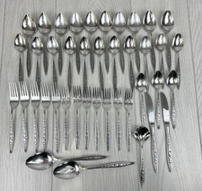 Vtg Ekco Eterna SANTIAGO Custom Stainless Flatware MCM Japan Lot of 41