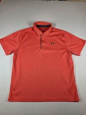 Under Armour Playoff Polo Mens 2XL Coral Floral Print Golf Performance Loose Fit