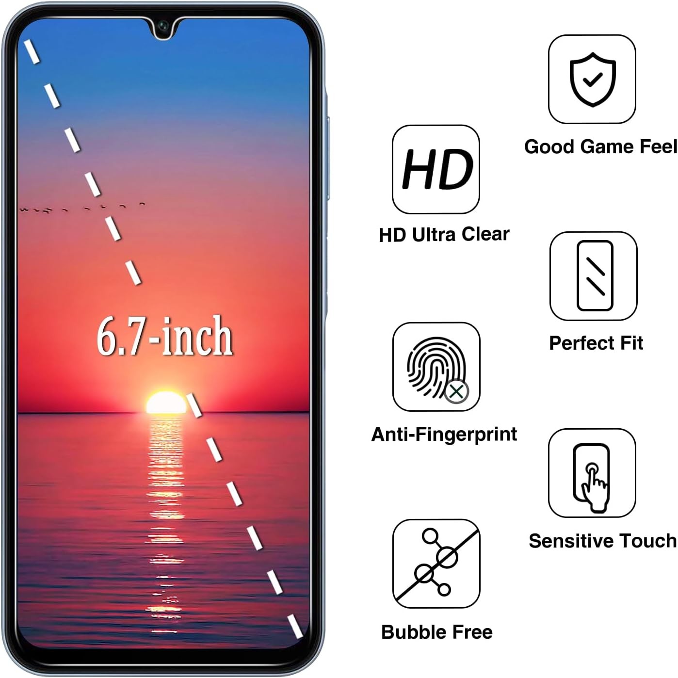 (2 Pack) Privacy Screen Protector Designed for Samsung Galaxy A16 5G Black 