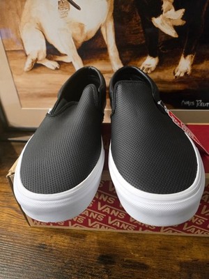 【新品未使用】vans Classic Slip-On Vans Classic Slip-On Black Perforated Leather Shoe Men's 12