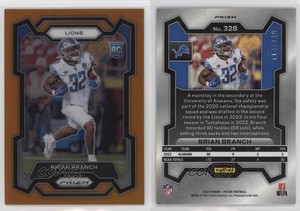 2023 Panini Prizm Rookies Orange Prizm /249 Brian Branch #328 Rookie RC