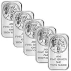 LOT 5 X 1 TROY OZ .999 FINE SILVERTOWNE BULLION BUFFALO BARS BU
