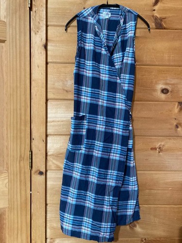 FWK by Engineered Garments Blue Check Wrap Dress Size M