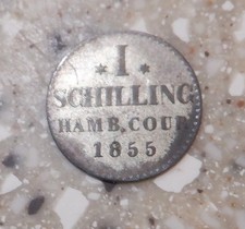 1855 German States Hamburg Schilling Silver Foreign Coin