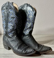 Vintage Cowboy Boots Mens 9EE Black Cowhide Leather Western Made in Mexico. EUC