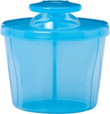 Dispensing box with snap-lock lid, convenient for breastfeeding on the go, blue.