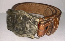Vintage SHEYENNE Hand Tooled  Painted Western Style Leather Belt  Buckle Sz 34