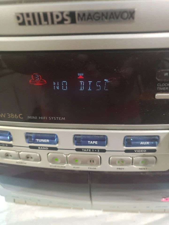 Philips FW C386 stereo CD/Dual Cassette Tape Deck. CD not Working. - Image 2 of 4