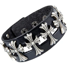 Men Punk Gothic Leather Spike Rivet Studded Bracelet Wide Cuff Bangle Wristband