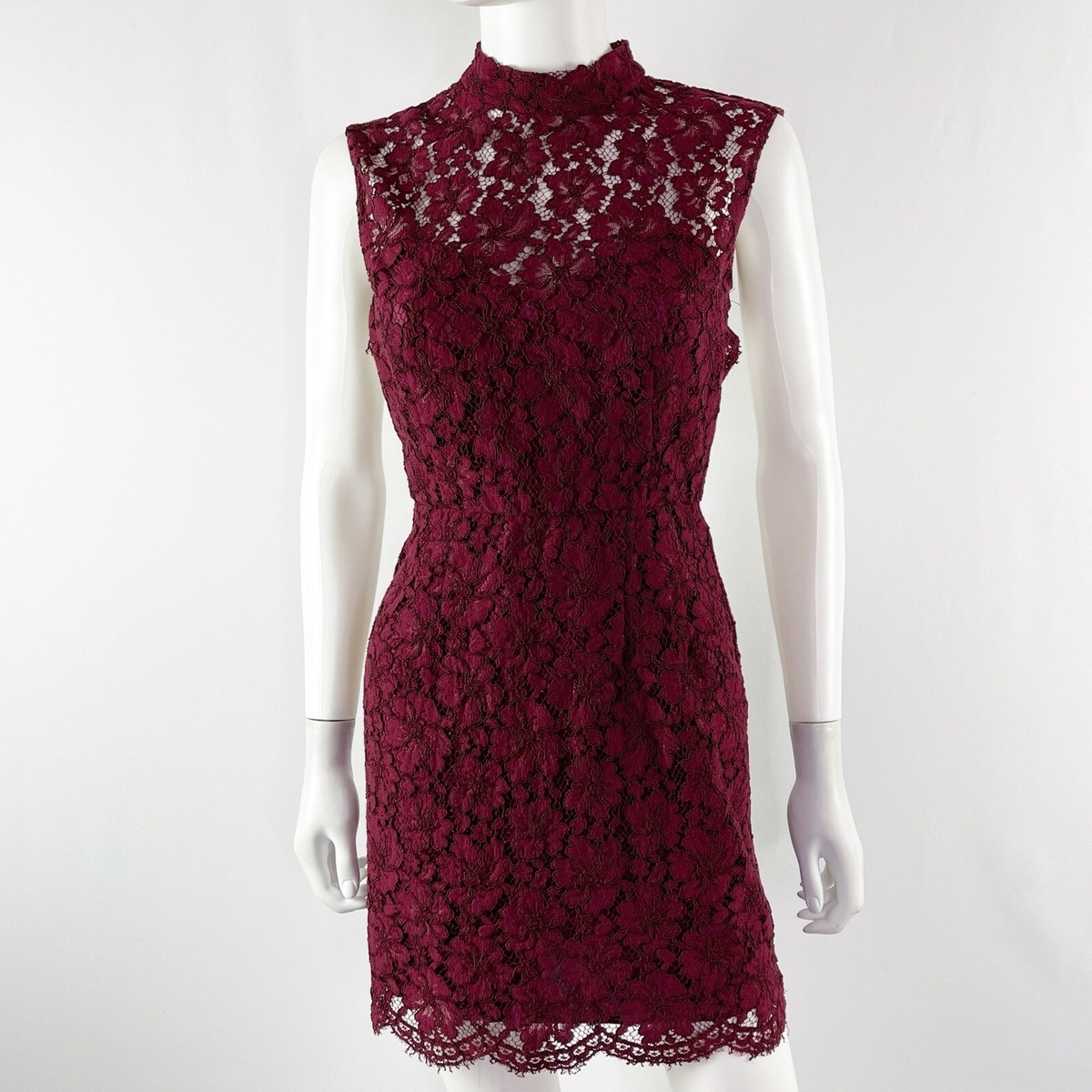 Sandro Paris Romie Mini Dress Size 1 US S Red Lace Open Back Cocktail