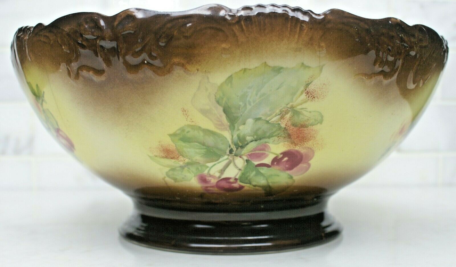 Rare Antique Warwick IOGA Molded Porcelain Berries Punch Bowl eBay