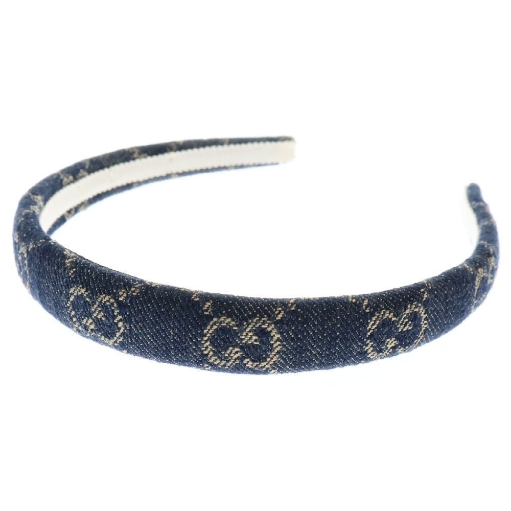 Auth GUCCI Eco Washed Denim Headband 652835 Navy Cream Denim USED