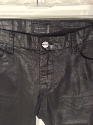ZARA MAN JEANS 32x31 SCHWARZ GEWACHST Denim Couture Tapered Straight ZIP LEG HIPSTER - Bild 6 von 12