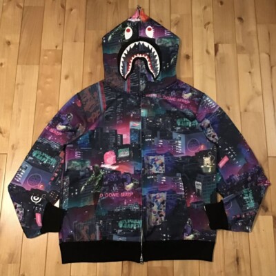 BAPE NEON TOKYO Shark full zip Hoodie A Bathing Ape Size 2XL