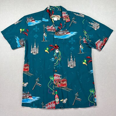VTG 80's Paradise Found Shirt Mens S Mardi Gras AOP New Orleans Made In Hawaii