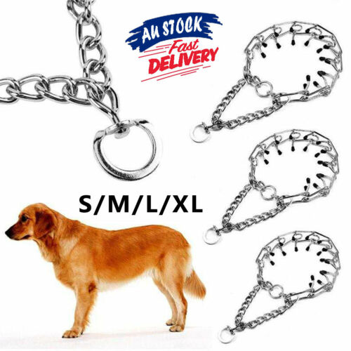 Dog Choke Collar Chain Metal Steel Adjustable Prong-Pinch Training S-XL Pet - Picture 1 of 16