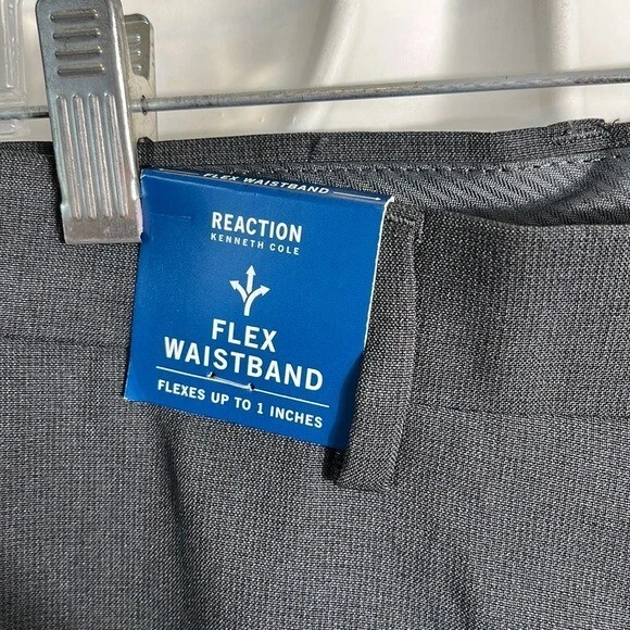 NUEVO Pantalón Reaction Kenneth Cole ajuste moderno reciclado micro cuadros talla 30. (90) Foto 2 de 4