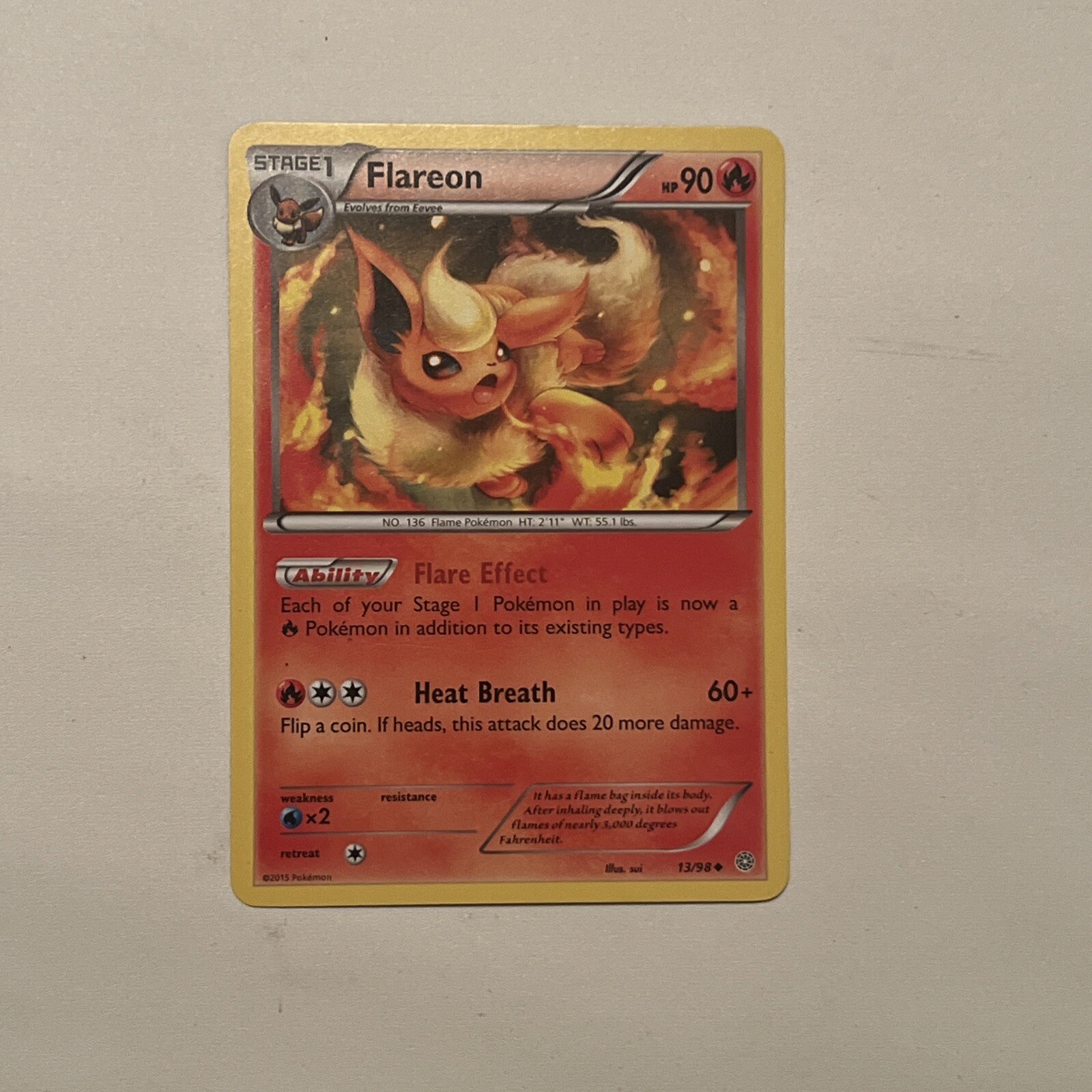 Pokemon TCG Flareon 13/98 Uncommon XY Ancient Origins NM
