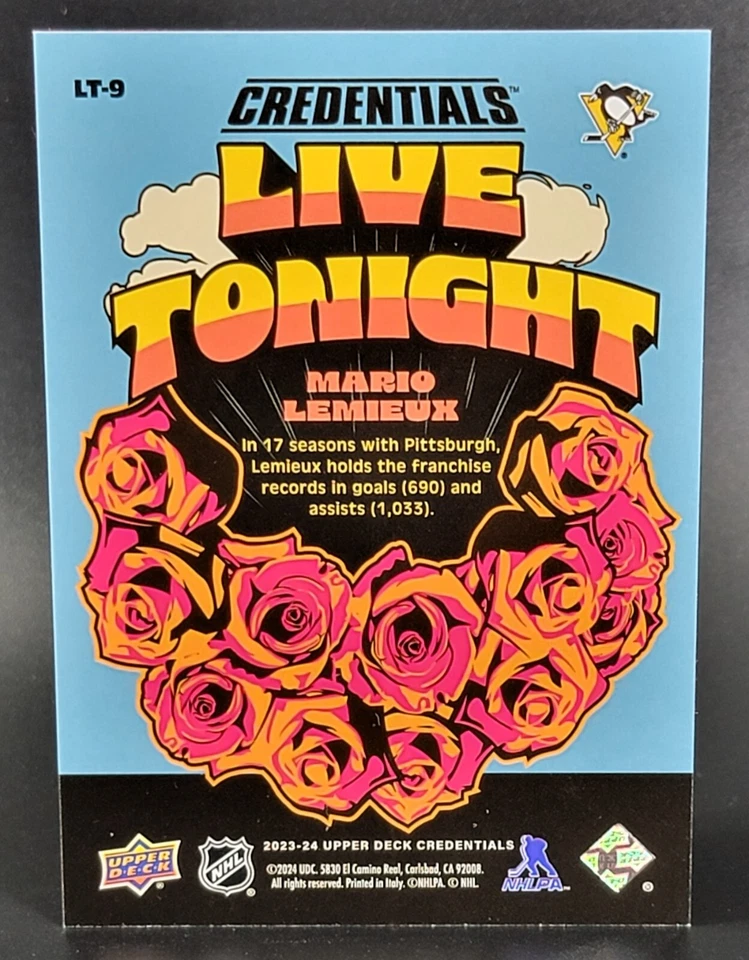 2023-24 Upper Deck Credentials Live Tonight #LT-9 Mario Lemieux - Image 2 of 2