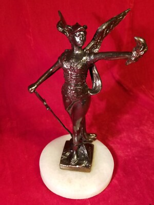 Greek Mythology Female Figure Girl Angel Warrior Sword BRONZE Art Sculpture vtg 