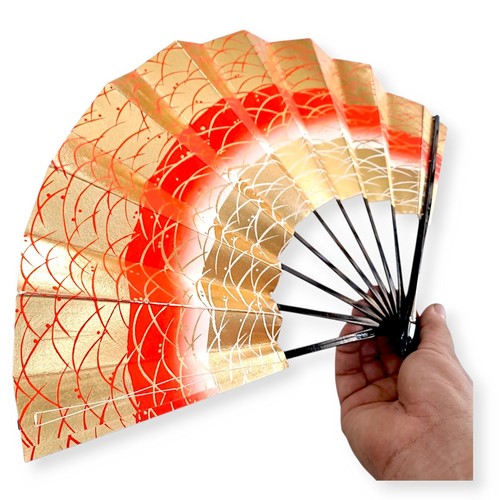 Japanese Odori Folding Paper Fan Sensu Geisha Hand Held Wooden Frame Decor P32 - Picture 5 of 12