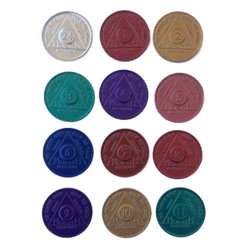 AA Aluminium Sobriety Chips / Medallions / Coins / Tokens