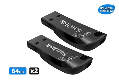 Sandisk Ultra Shift 64GB 3.2 Flash Drive USB  for Laptops Computers (2 Pack)