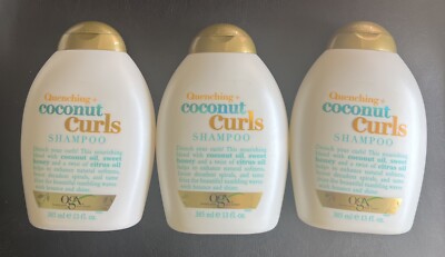 3 OGX Quenching + Coconut Curls Shampoo Bundle 13 Ounce Bottles Haircare Hair