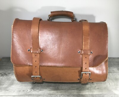 Kendal & Hyde Satchel Bag Saddle Tanned Leather Shoulder Messenger Carryall Co