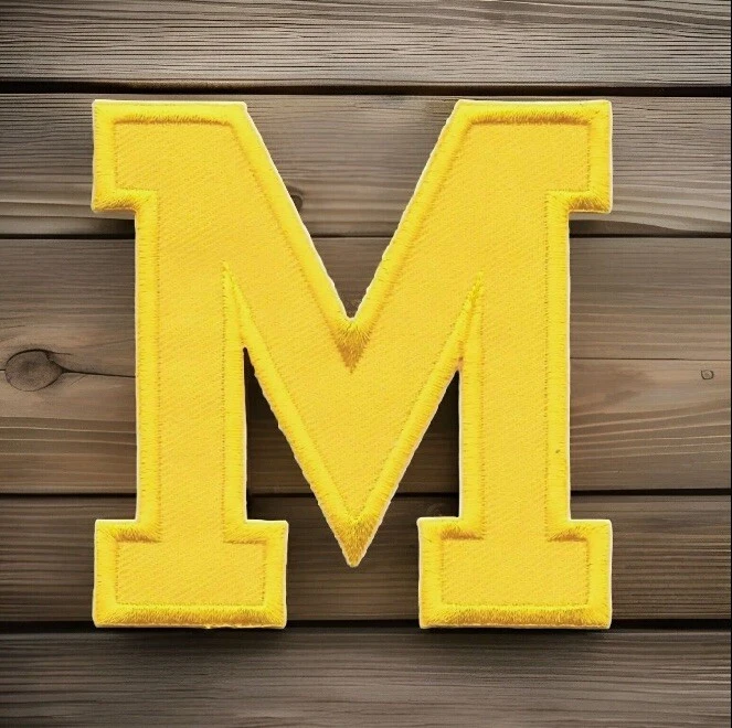 2 3/4" x 2 3/4" Maize Yellow Monogram Block letter M Embroidery Patch - Image 4 of 4