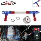 For Holley Carburetor 4150 Pressure Gauge AN8 Braided Dual Feed Carb Fuel Line