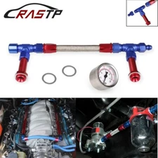 For Holley Carburetor 4150 Pressure Gauge AN8 Braided Dual Feed Carb Fuel Line