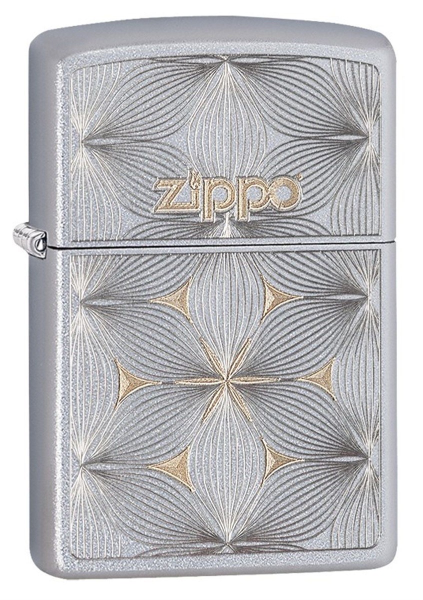 Zippo Windproof Lighter With Engraved Flowers & Zippo Logo, 29411