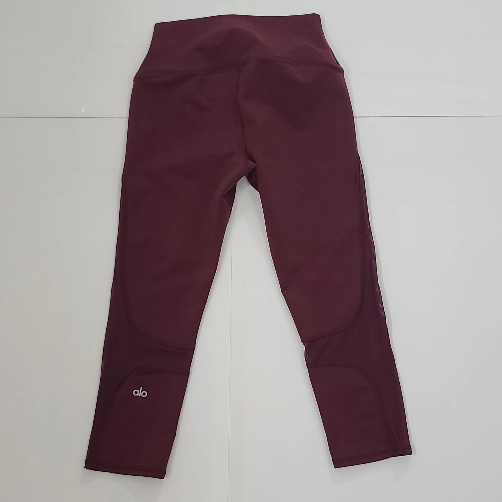 alo-yoga mesh detail cropped high waist leggings