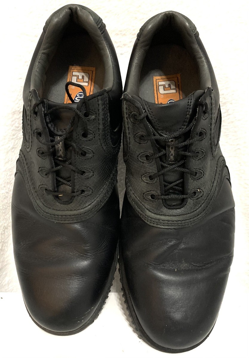 Footjoy Golf Cleats Mens 11.5M Black Leather Shoes Spikes  display picture 2